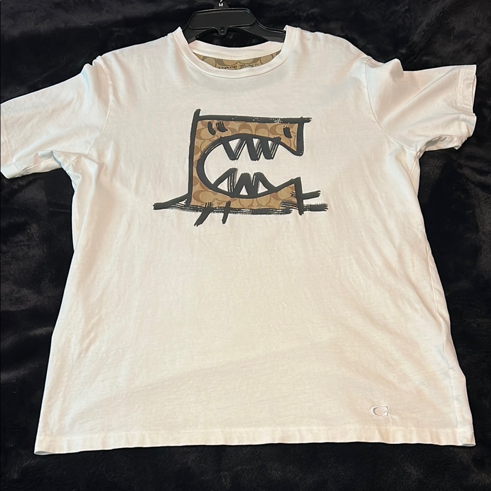 Coach White and Black Short Sleeve Tee